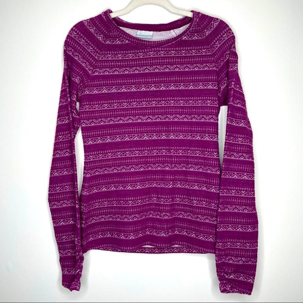 Columbia Fuchsia texture woven long sleeve striped shirt top